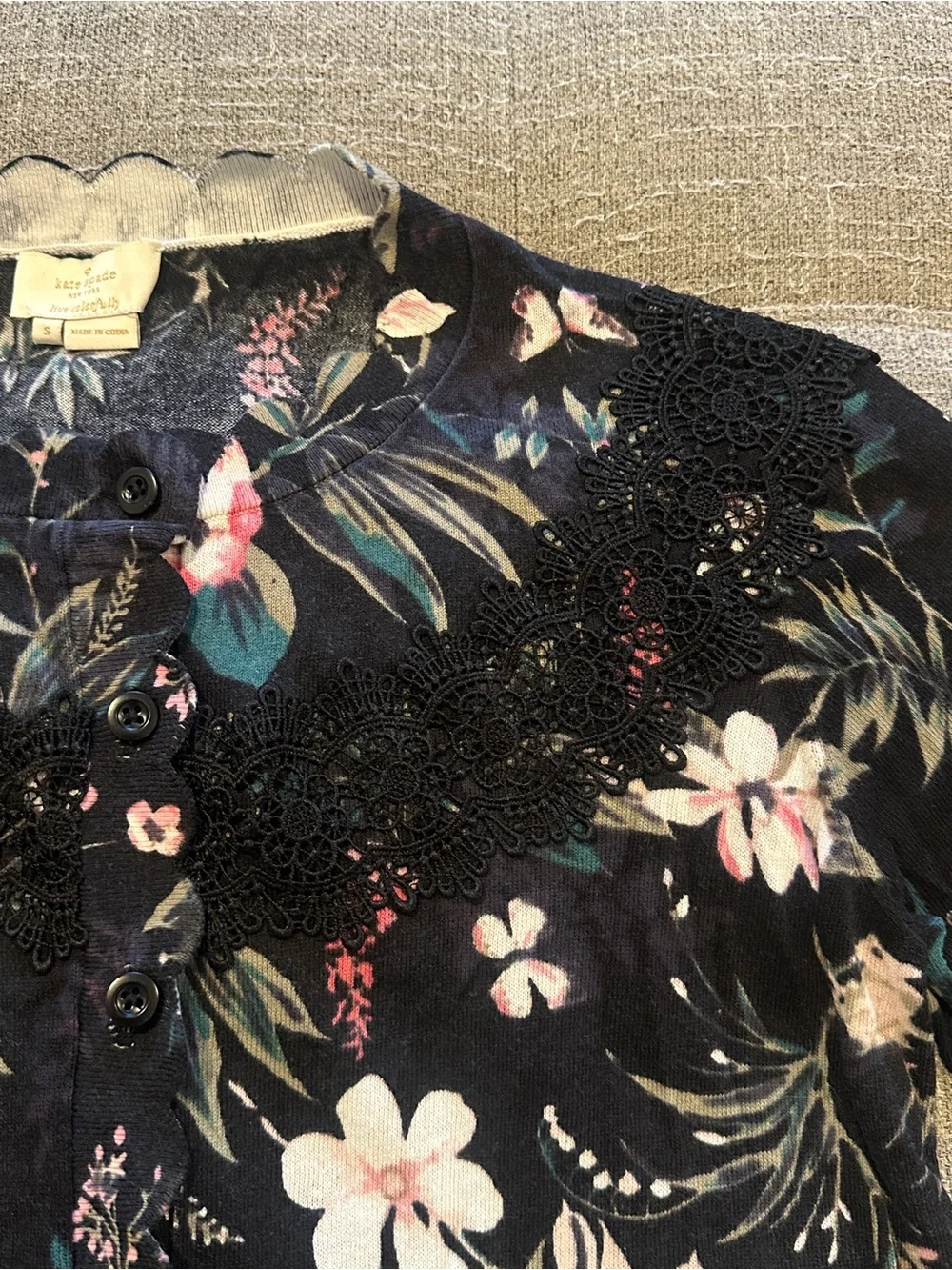 kate spade cream and navy label sweater